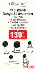 OKYANUS HOME YAPIŞKANLI BANYO AKSESUARLARI fiyat ve kampanya bilgisi